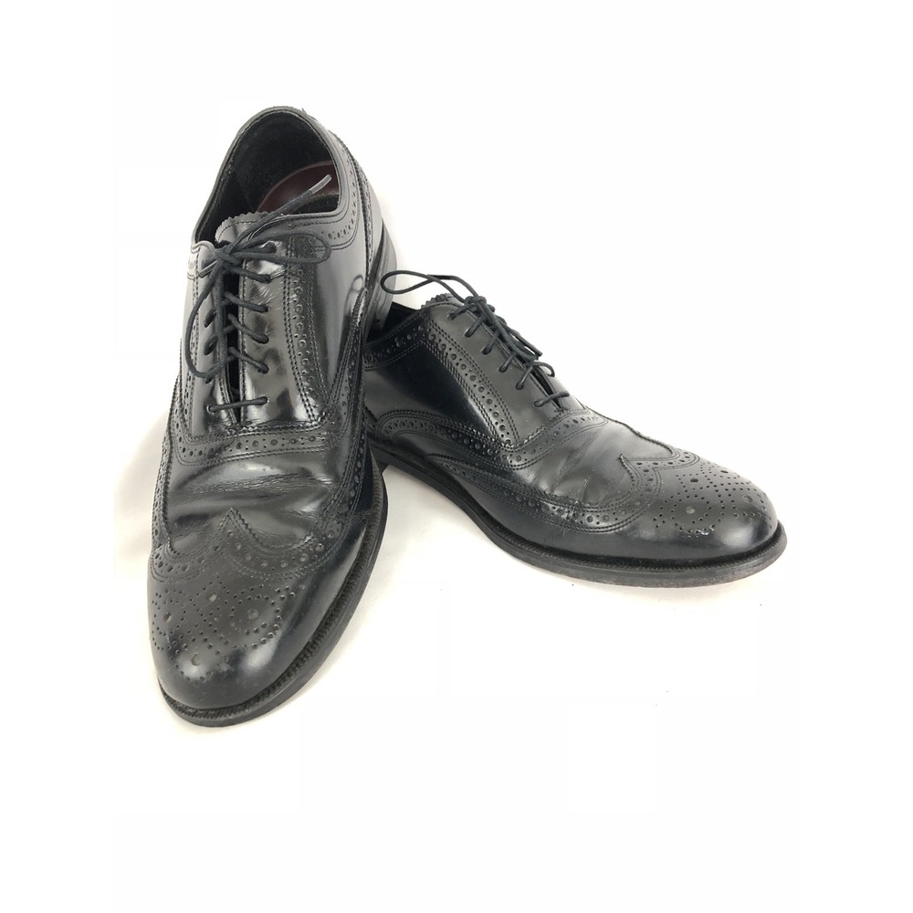 Florsheim Mens Black Leather Wingtip Lace Up Dress Shoes Size 9 D SH251